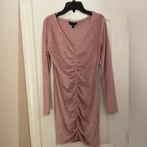 Derek Heart Blush Velvet Bodycon Scrunch Dress, size M